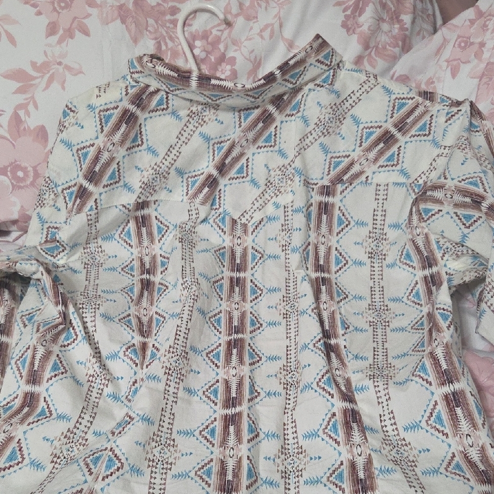 Geometric Patterned Button Down Shirt - image 3